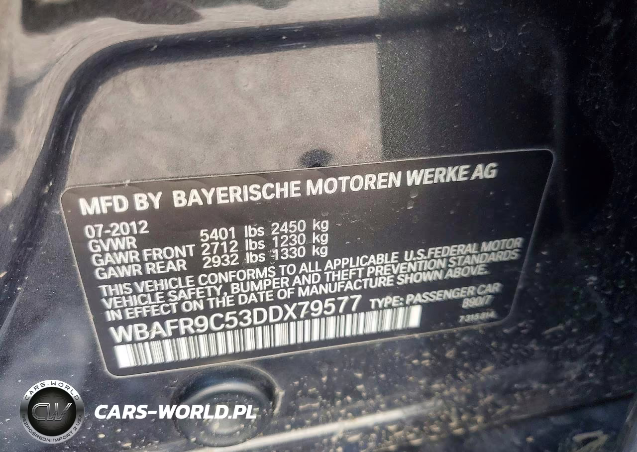 2013 BMW 550 I VIN:WBAFR9C53DDX79577 - 12