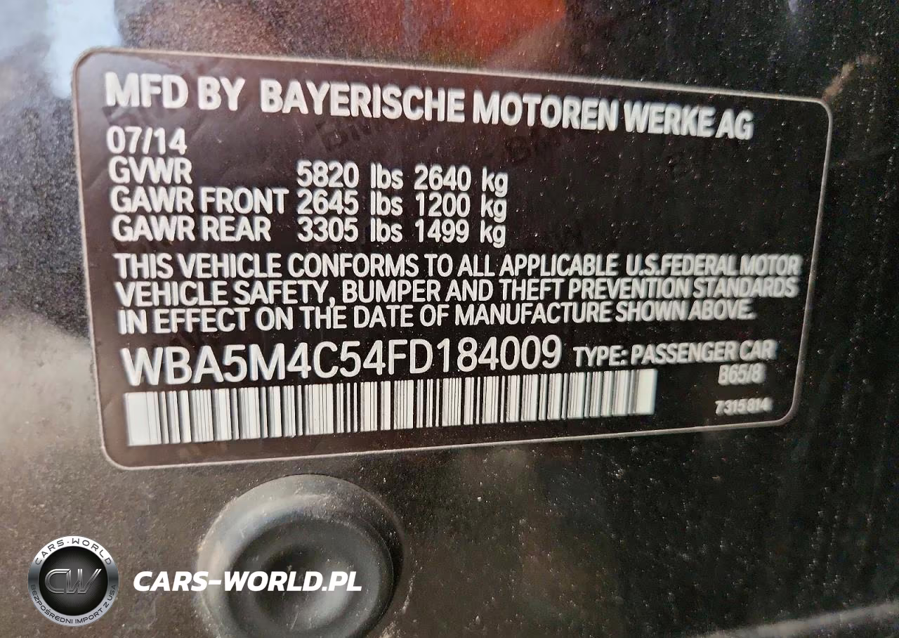 2015 BMW 535 Xigt VIN:WBA5M4C54FD184009 - 12
