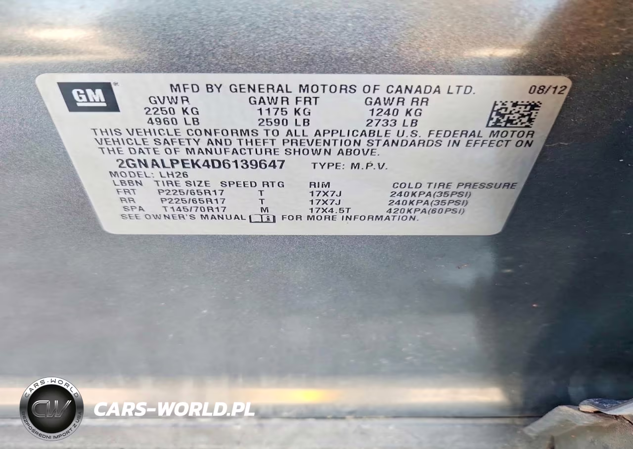 2013 Chevrolet Equinox Lt VIN:2GNALPEK4D6139647 - 13