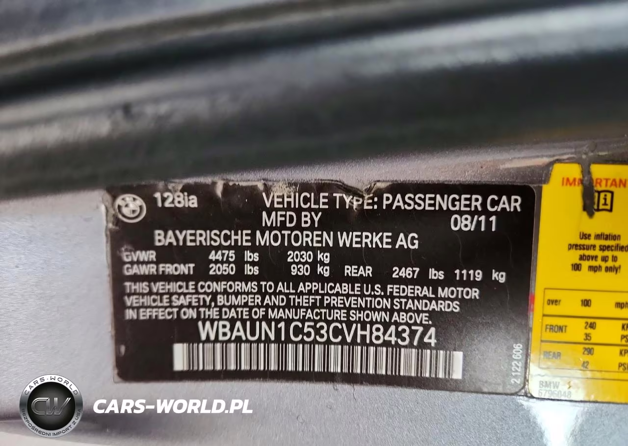 2012 BMW 128 I VIN:WBAUN1C53CVH84374 - 12