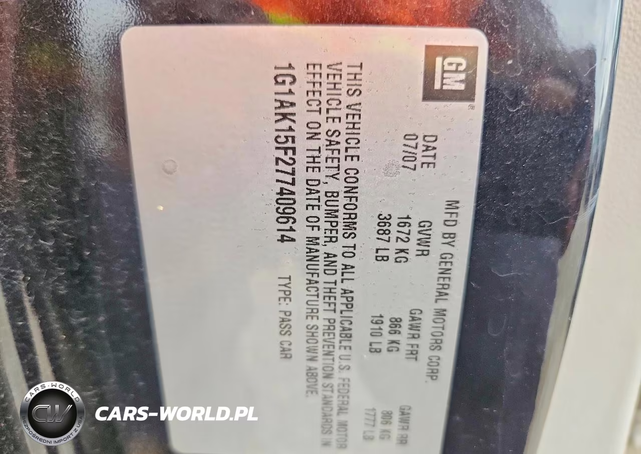 2007 Chevrolet Cobalt Ls VIN:1G1AK15F277409614 - 12