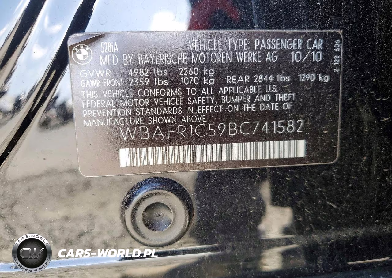 2011 BMW 528I VIN:WBAFR1C59BC741582 - 12