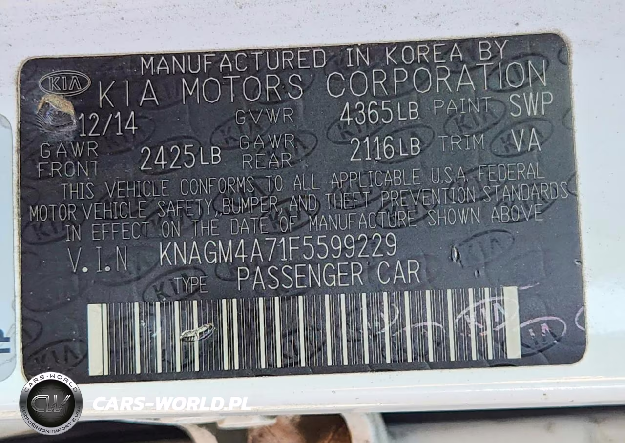 2015 Kia Optima Lx VIN:KNAGM4A71F5599229 - 12