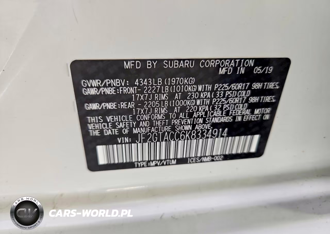 2019 Subaru Crosstrek 2.0I Premium VIN:JF2GTACC6K8334914 - 13