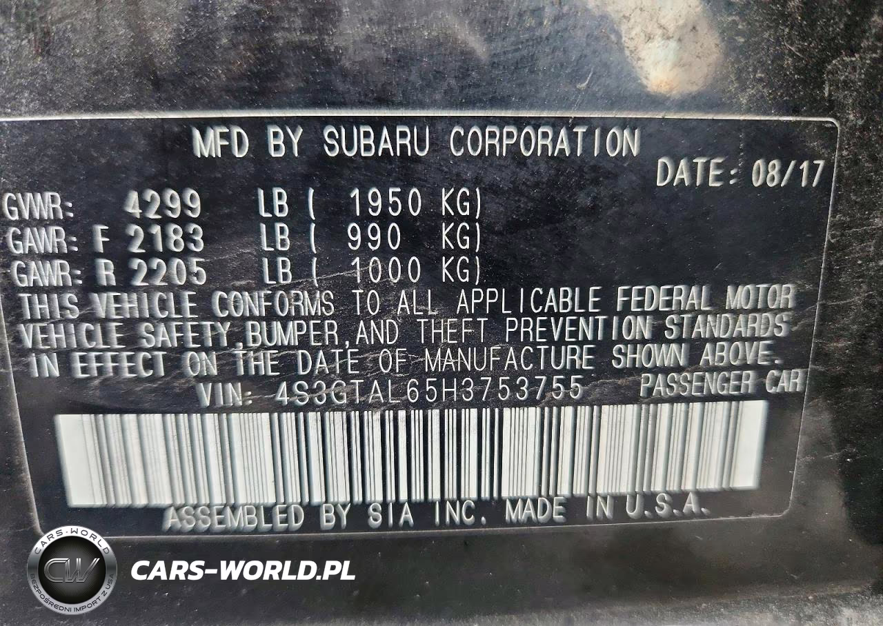 2017 Subaru Impreza Sport VIN:4S3GTAL65H3753755 - 13