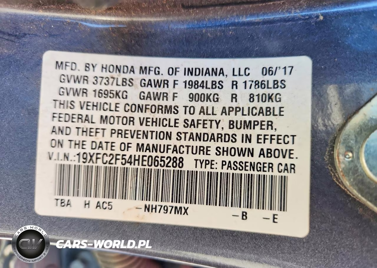2017 Honda Civic Lx VIN:19XFC2F54HE065288 - 12