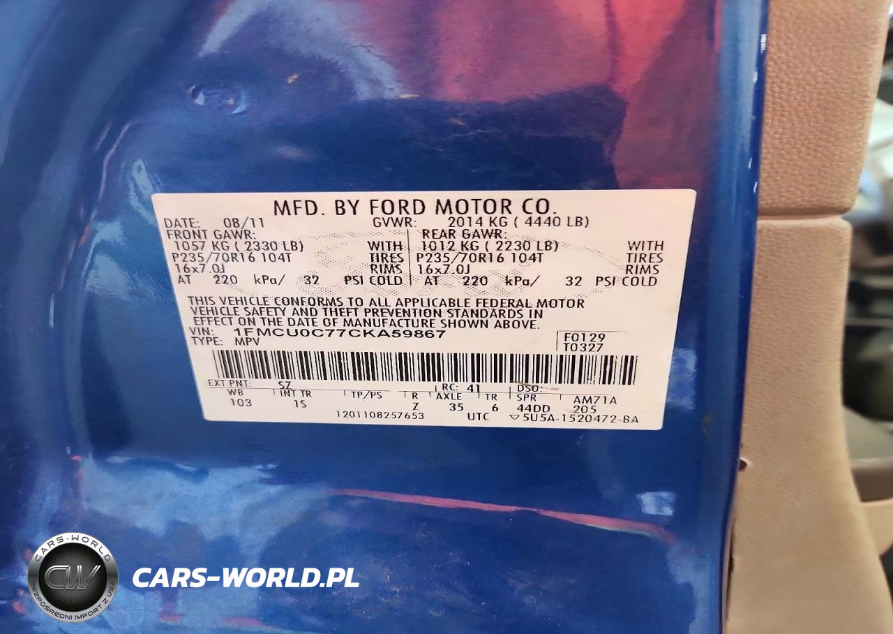 2012 Ford Escape Xls VIN:1FMCU0C77CKA59867 - 13