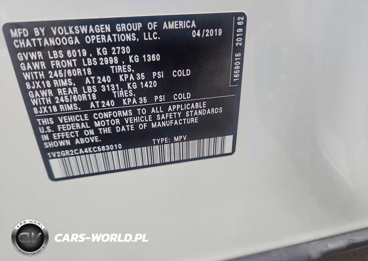 2019 Volkswagen Atlas S VIN:1V2GR2CA4KC563010 - 13