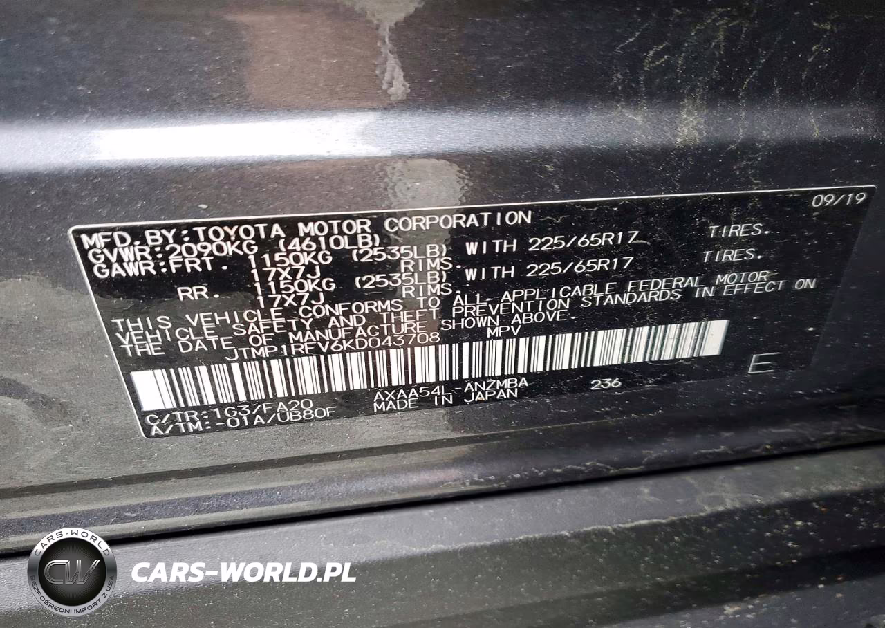 2019 Toyota Rav4 Xle VIN:JTMP1RFV6KD043708 - 14