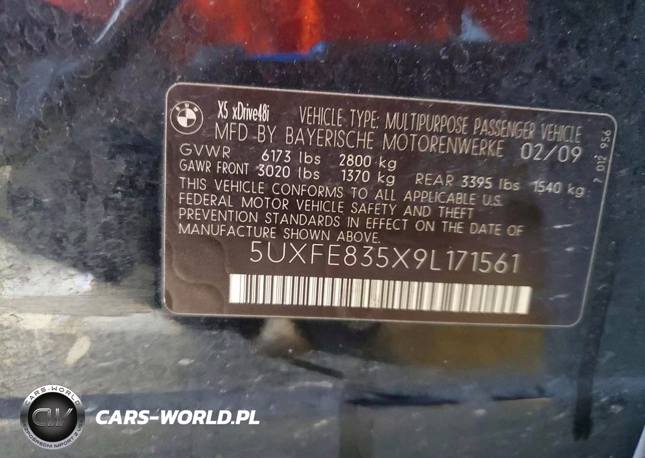 2009 BMW X5 xDrive48I VIN:5UXFE835X9L171561 - 13