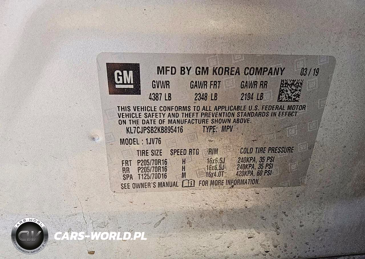2019 Chevrolet Trax 1Lt VIN:KL7CJPSB2KB895416 - 13