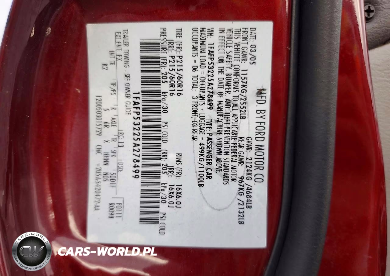 2005 Ford Taurus Se VIN:1FAFP53225A278499 - 13
