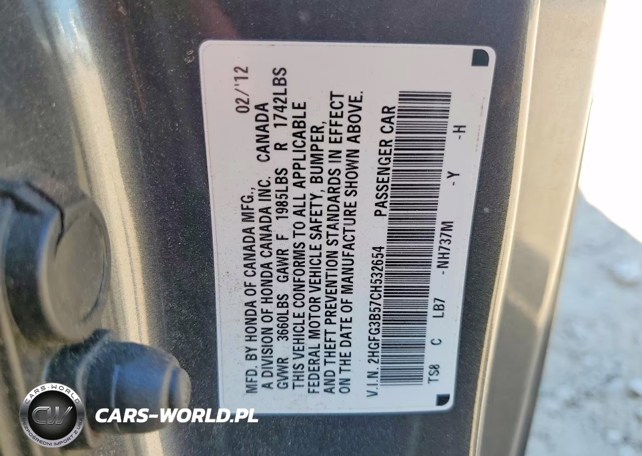 2012 Honda Civic Lx VIN:2HGFG3B57CH532654 - 12