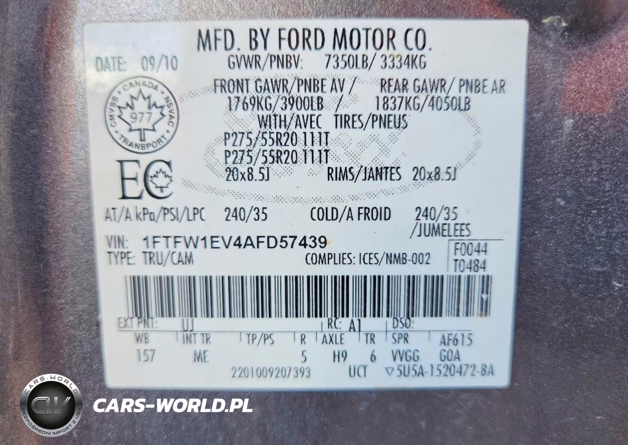 2010 Ford F150 Supercrew VIN:1FTFW1EV4AFD57439 - 12