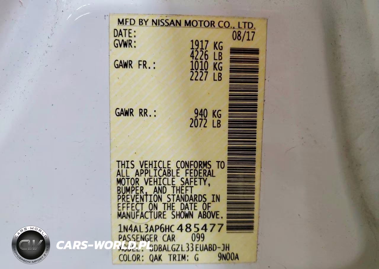 2017 Nissan Altima 2.5 S VIN:1N4AL3AP6HC485477 - 12