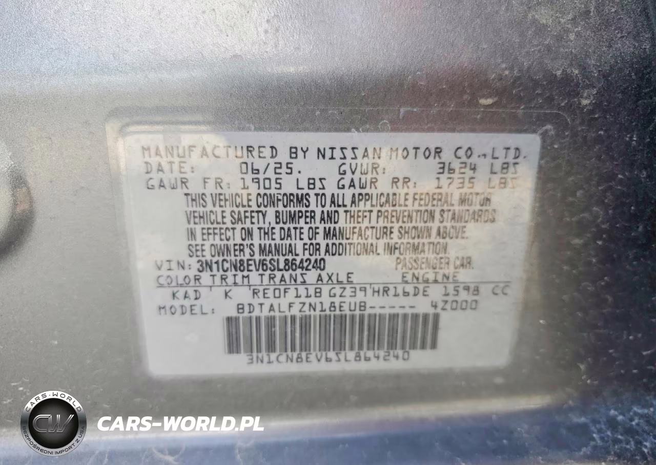 2025 Nissan Versa Sv VIN:3N1CN8EV6SL864240 - 12