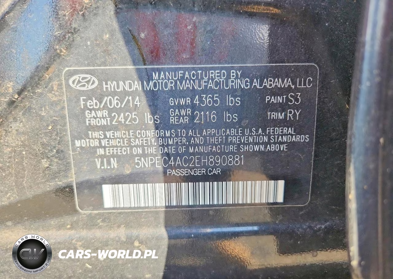 2014 Hyundai Sonata Limited VIN:5NPEC4AC2EH890881 - 12