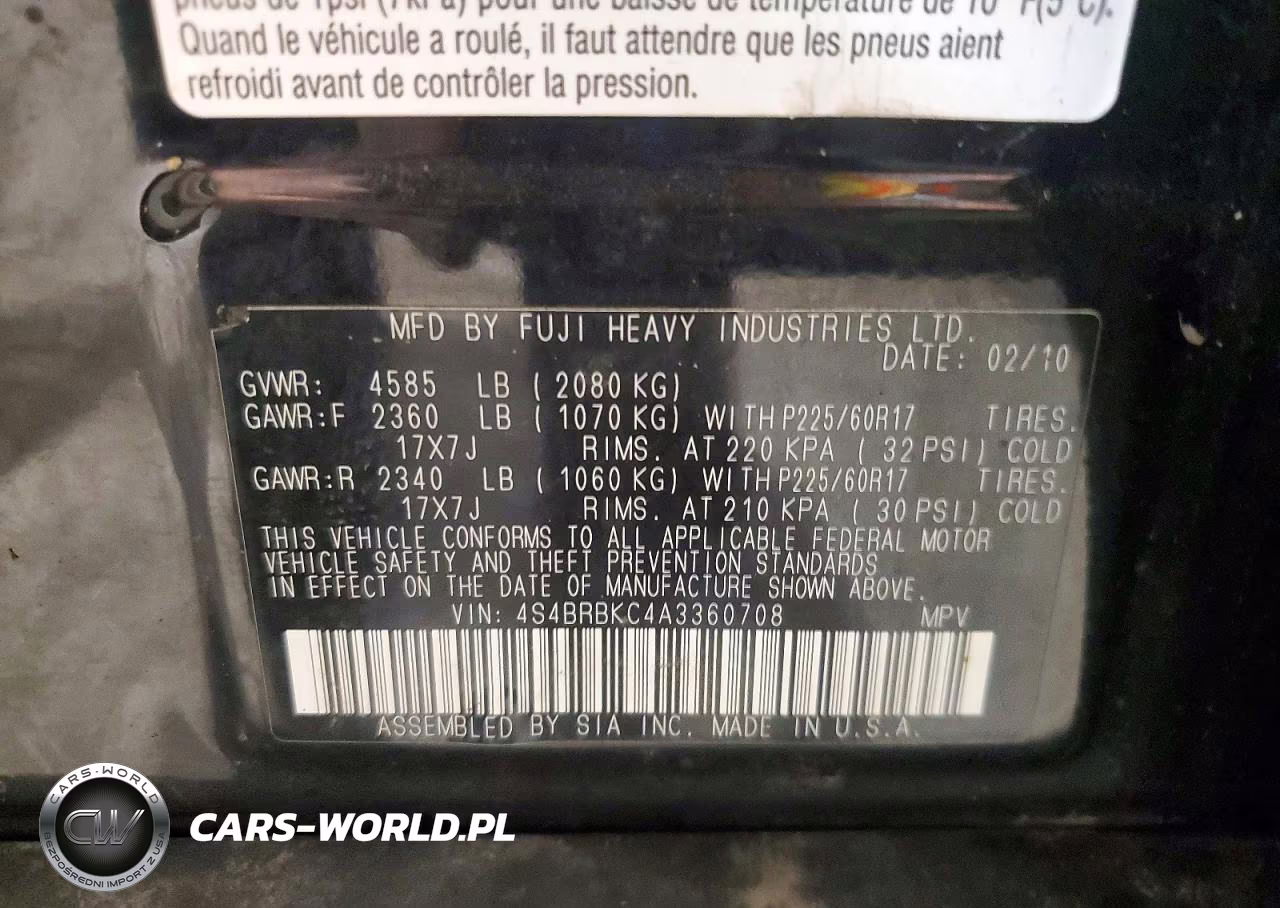 2010 Subaru Outback 2.5I Limited VIN:4S4BRBKC4A3360708 - 14
