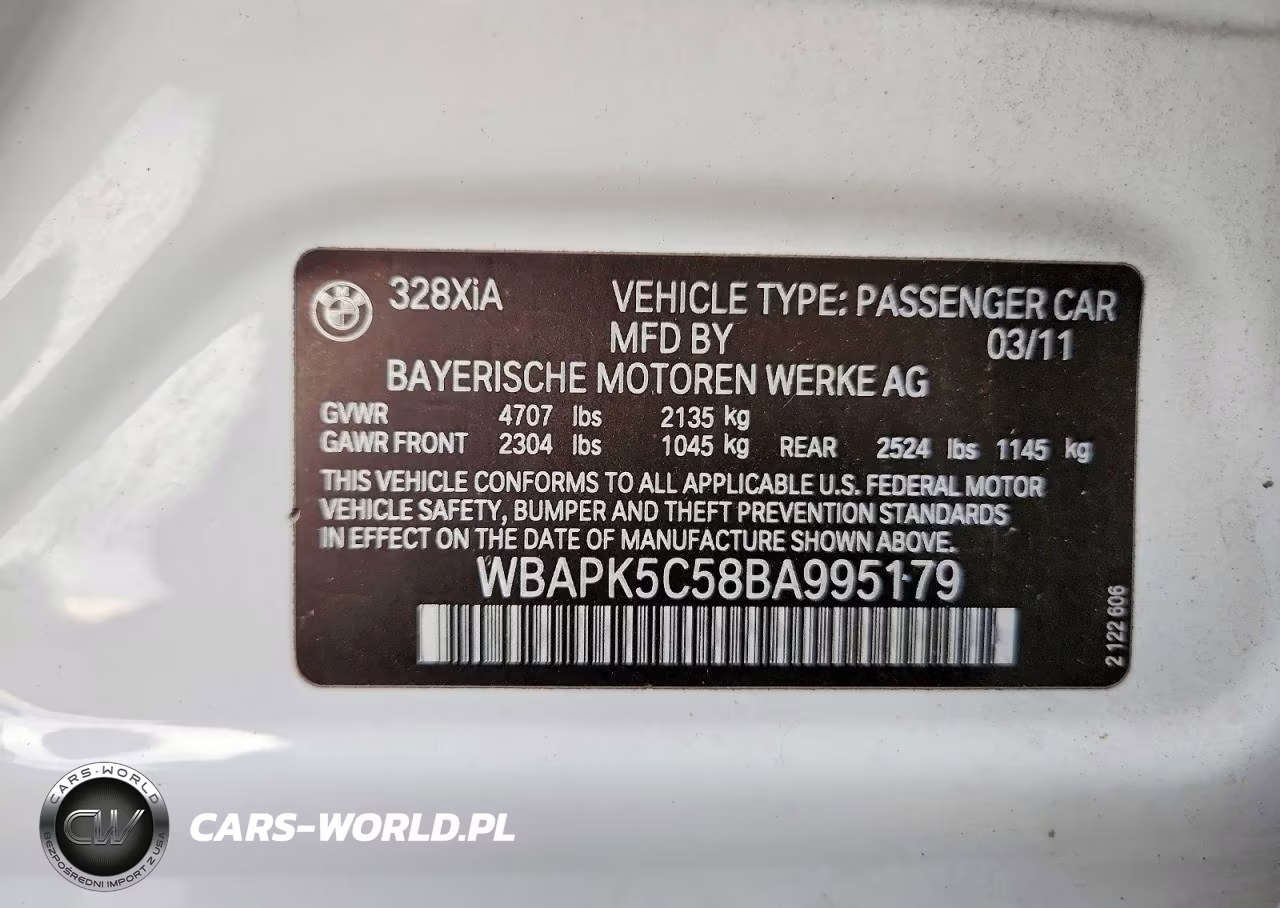 2011 BMW 328 Xi Sulev VIN:WBAPK5C58BA995179 - 12