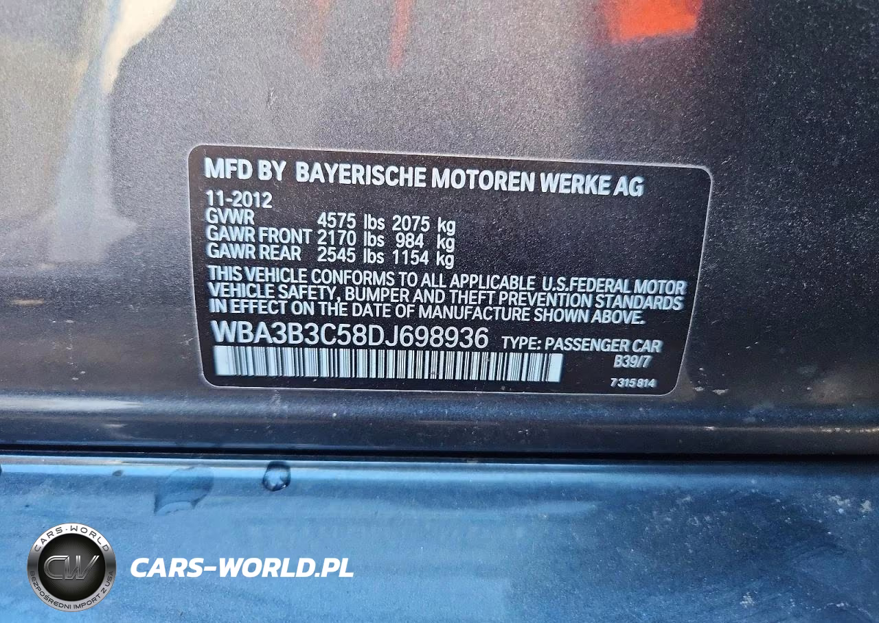 2013 BMW 328 Xi VIN:WBA3B3C58DJ698936 - 12