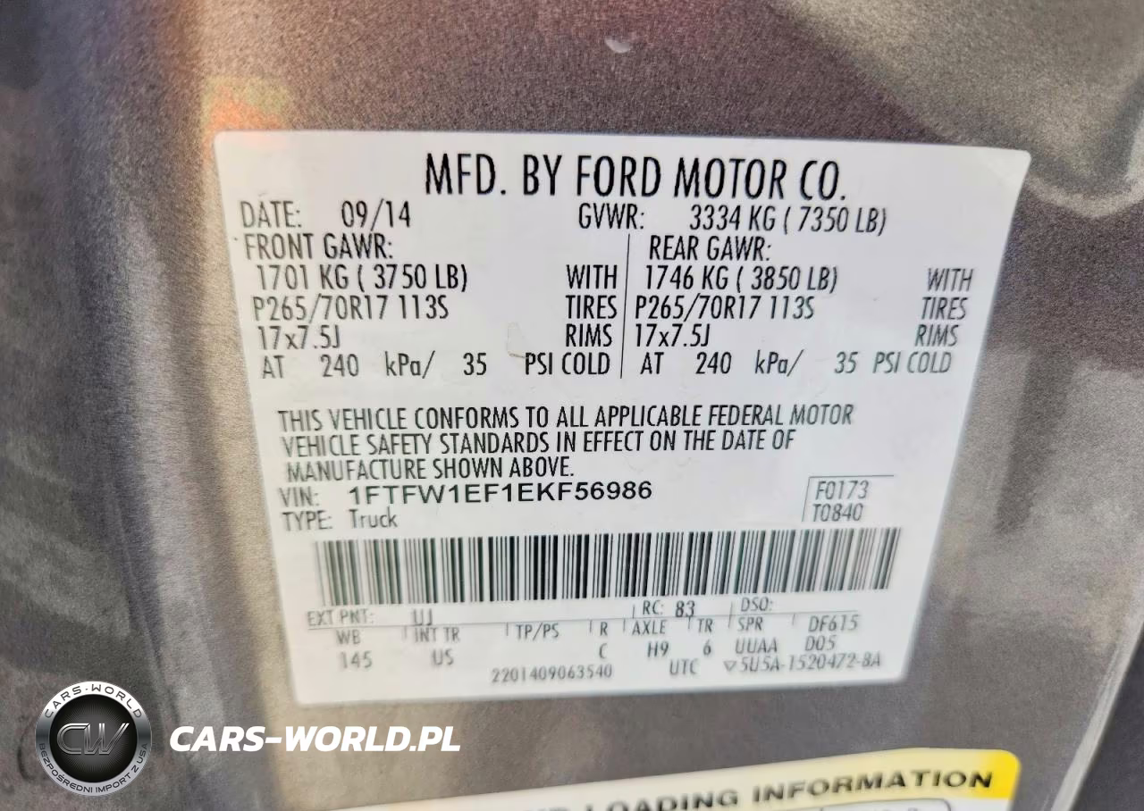 2014 Ford F150 Supercrew VIN:1FTFW1EF1EKF56986 - 12