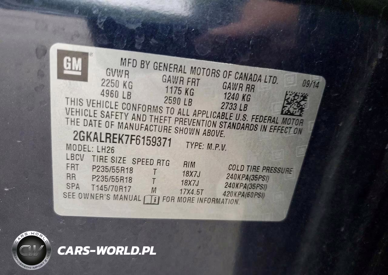 2015 GMC Terrain Sle 2 VIN:2GKALREK7F6159371 - 13