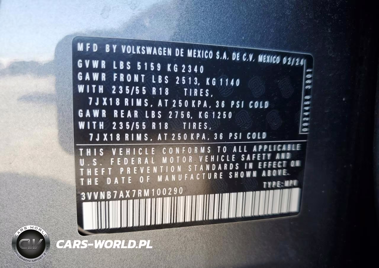 2024 Volkswagen Tiguan Se VIN:3VVNB7AX7RM100290 - 14