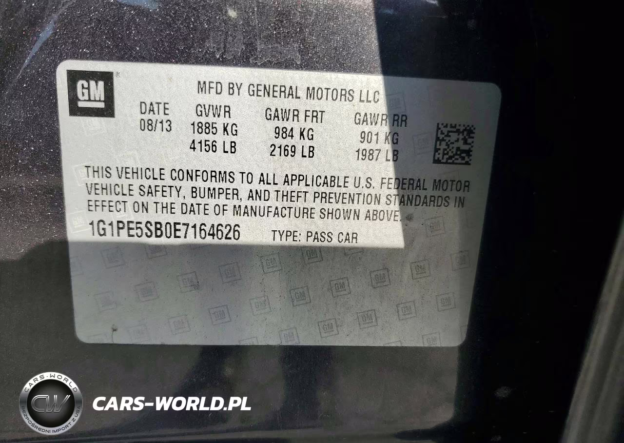 2014 Chevrolet Cruze Lt VIN:1G1PE5SB0E7164626 - 12
