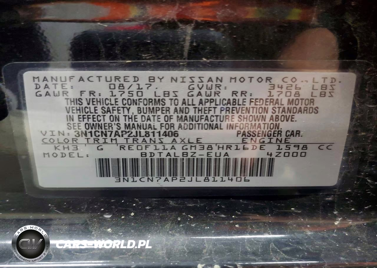 2018 Nissan Versa Sv VIN:3N1CN7AP2JL811406 - 12