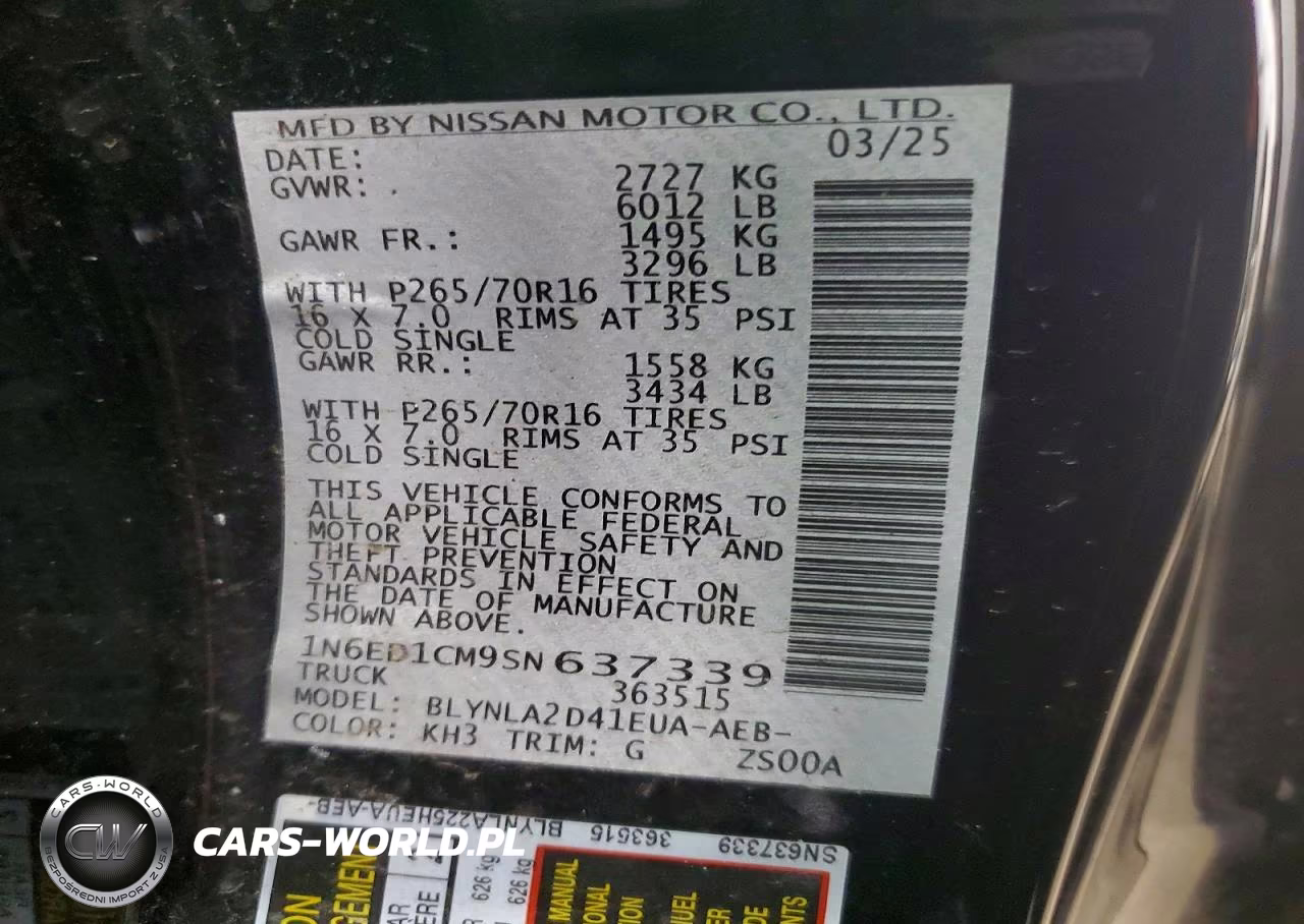 2025 Nissan Frontier S VIN:1N6ED1CM9SN637339 - 12