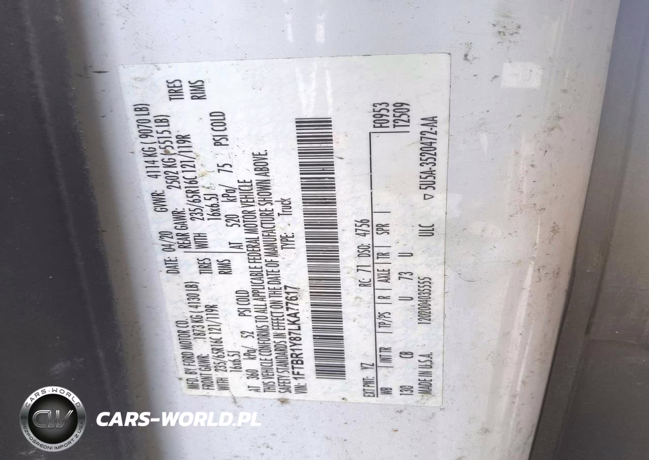 2020 Ford Transit T-250 VIN:1FTBR1Y87LKA77617 - 12
