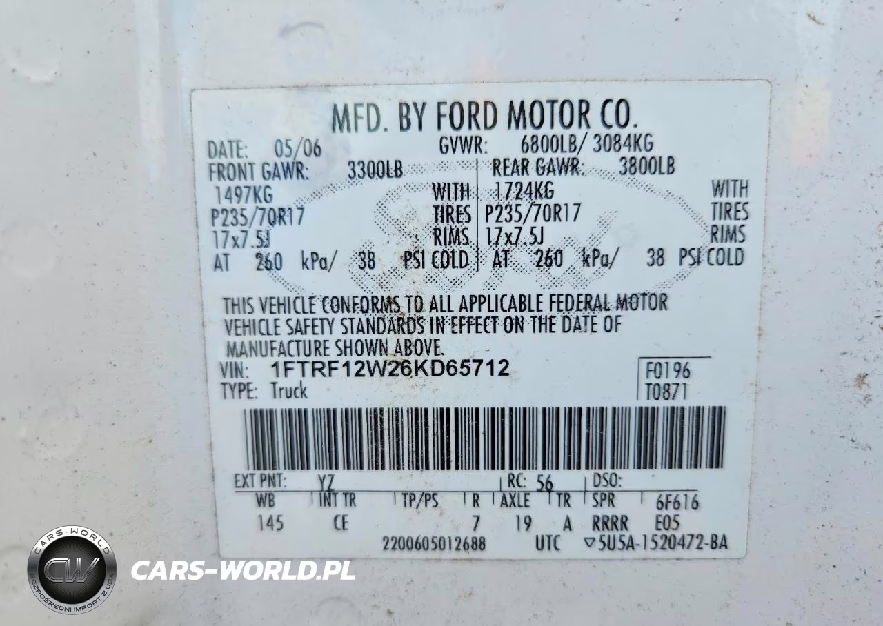 2006 Ford F150 VIN:1FTRF12W26KD65712 - 12