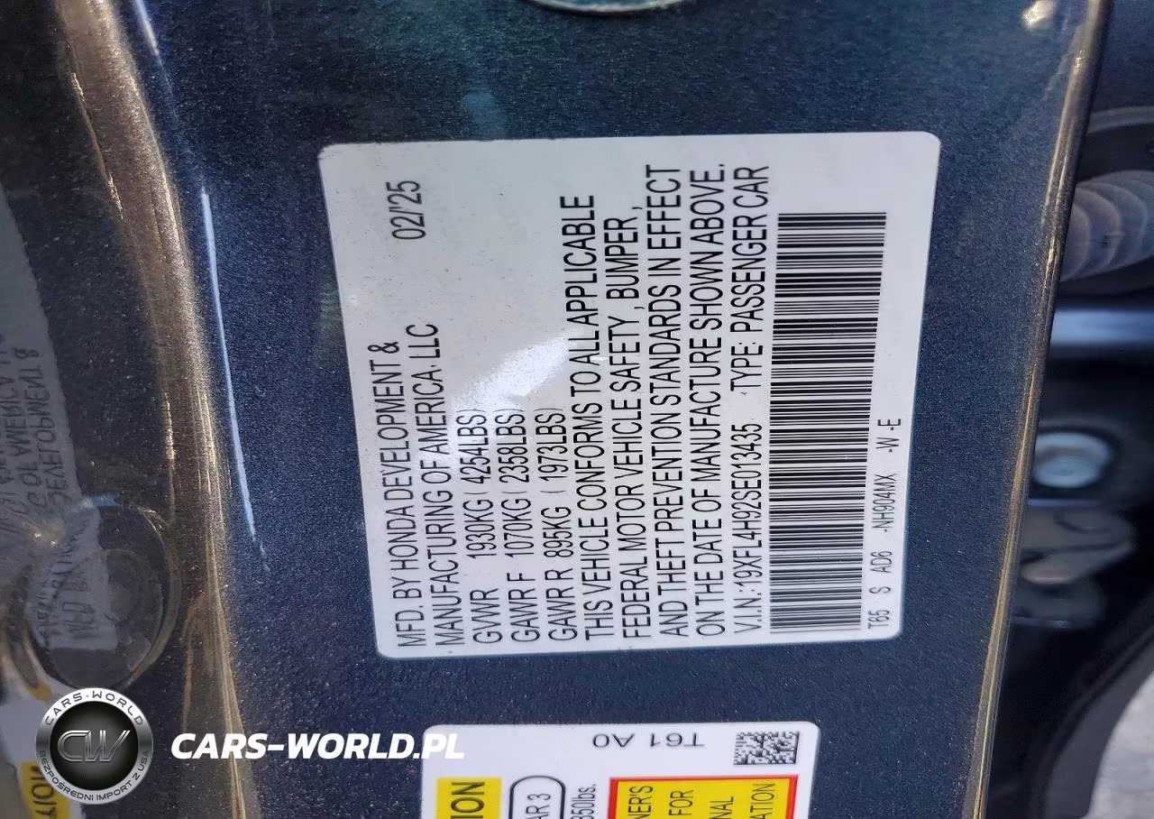 2025 Honda Civic Sport Touring VIN:19XFL4H92SE013435 - 12
