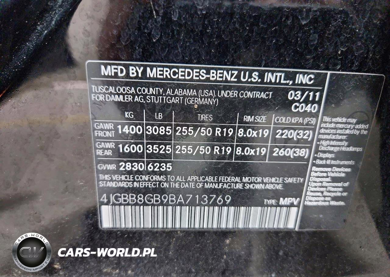 2011 Mercedes-Benz Ml 350 4Matic VIN:4JGBB8GB9BA713769 - 13