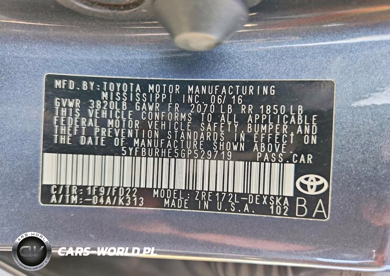 2016 Toyota Corolla S Plus VIN:5YFBURHE5GP529719 - 13