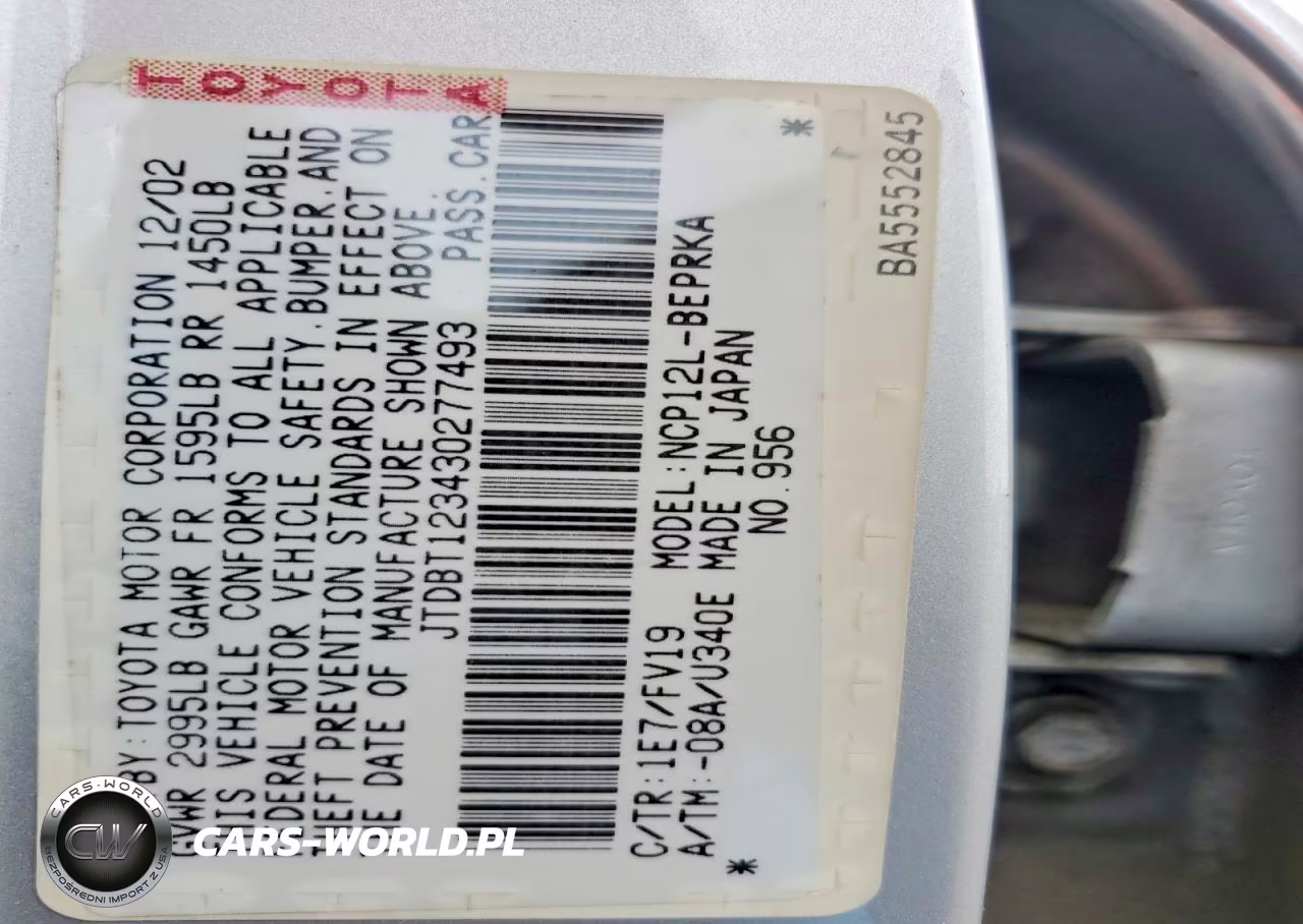 2003 Toyota Echo Base VIN:JTDBT123430277493 - 12