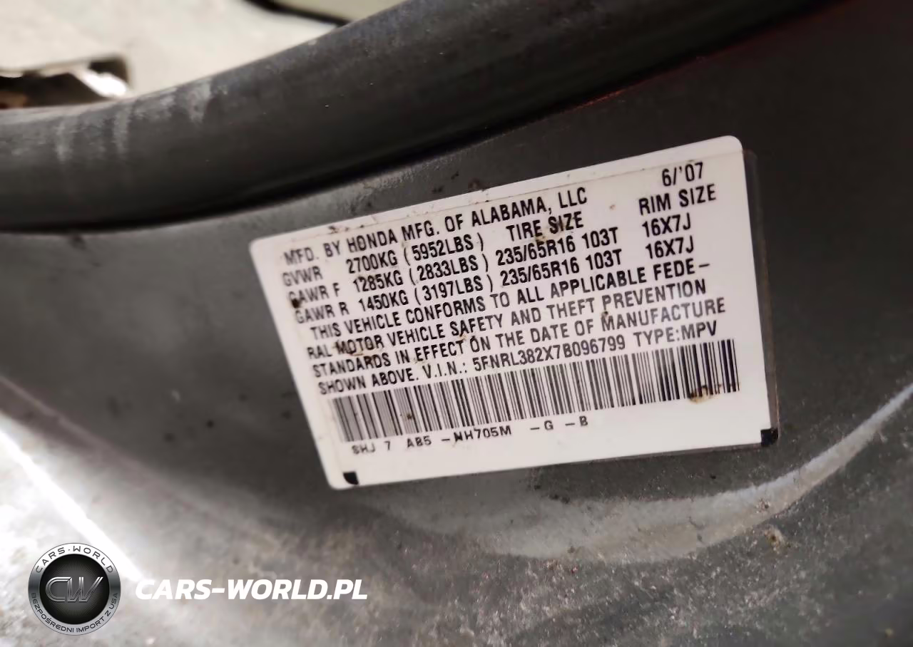 2007 Honda Odyssey Lx VIN:5FNRL382X7B096799 - 13
