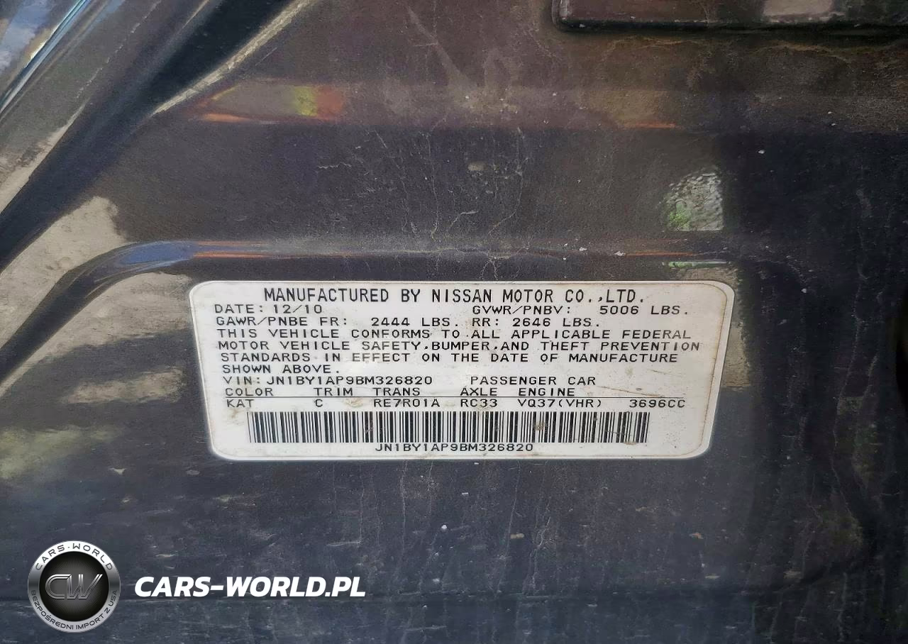 2011 Infi M37 VIN:JN1BY1AP9BM326820 - 12