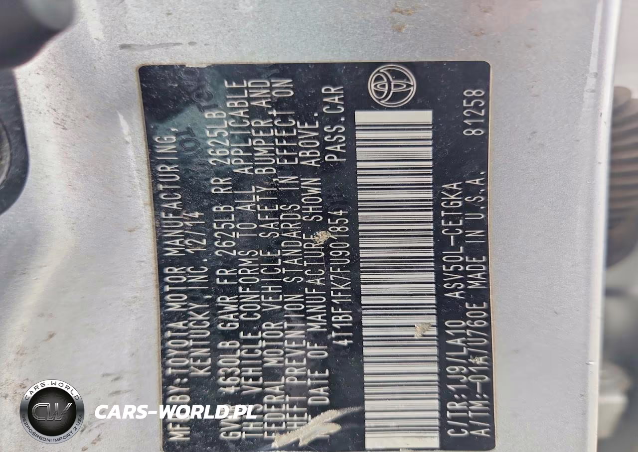 2015 Toyota Camry Xle V6 VIN:4T1BF1FK7FU901854 - 12