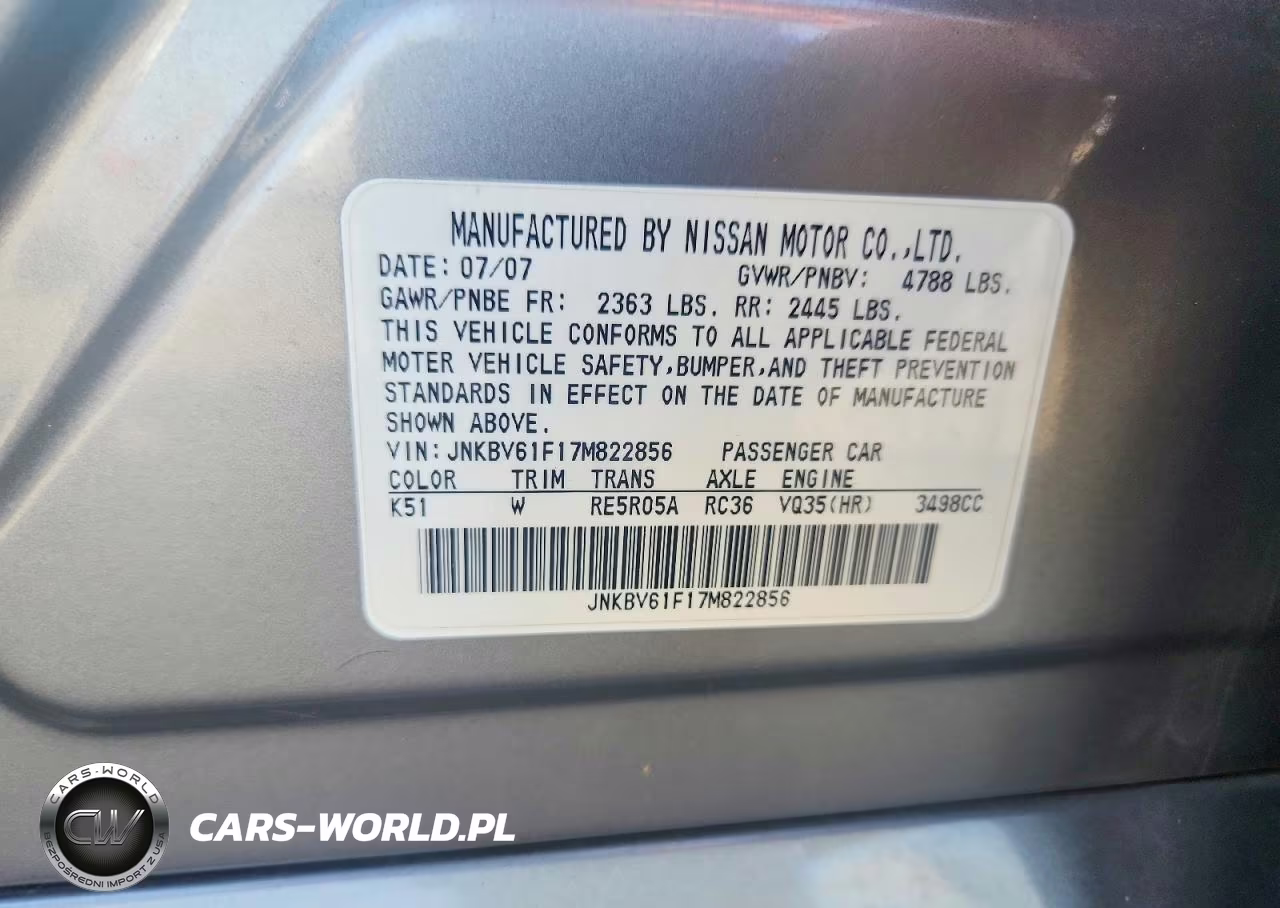 2007 Infiniti G35 X VIN:JNKBV61F17M822856 - 12