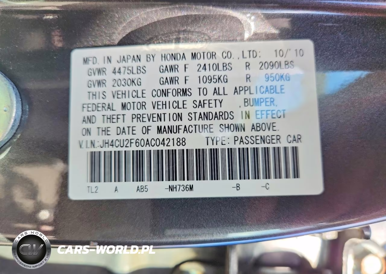 2010 Acura Tsx VIN:JH4CU2F60AC042188 - 12