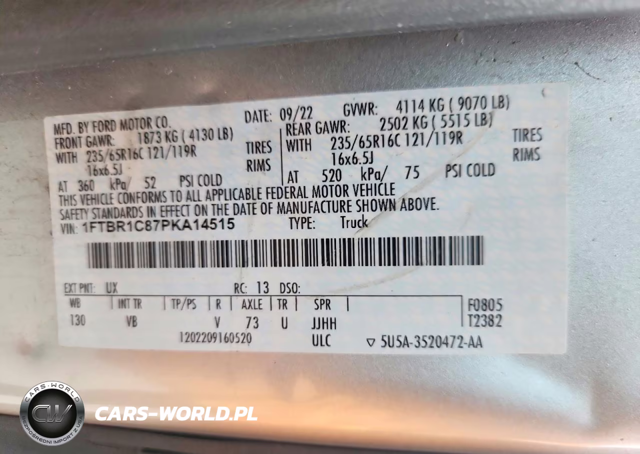 2023 Ford Transit T-250 VIN:1FTBR1C87PKA14515 - 14