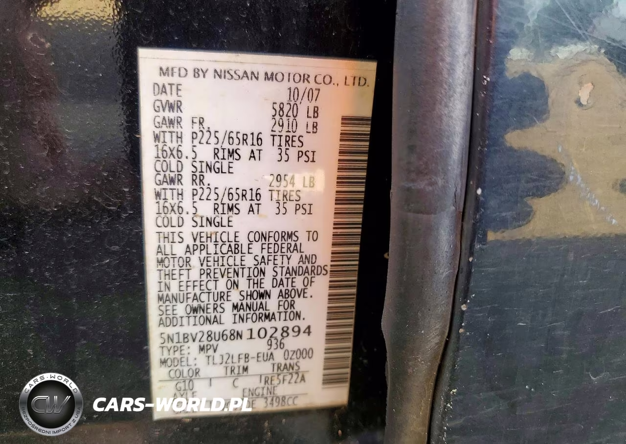 2008 Nissan Quest 3.5 VIN:5N1BV28U68N102894 - 13
