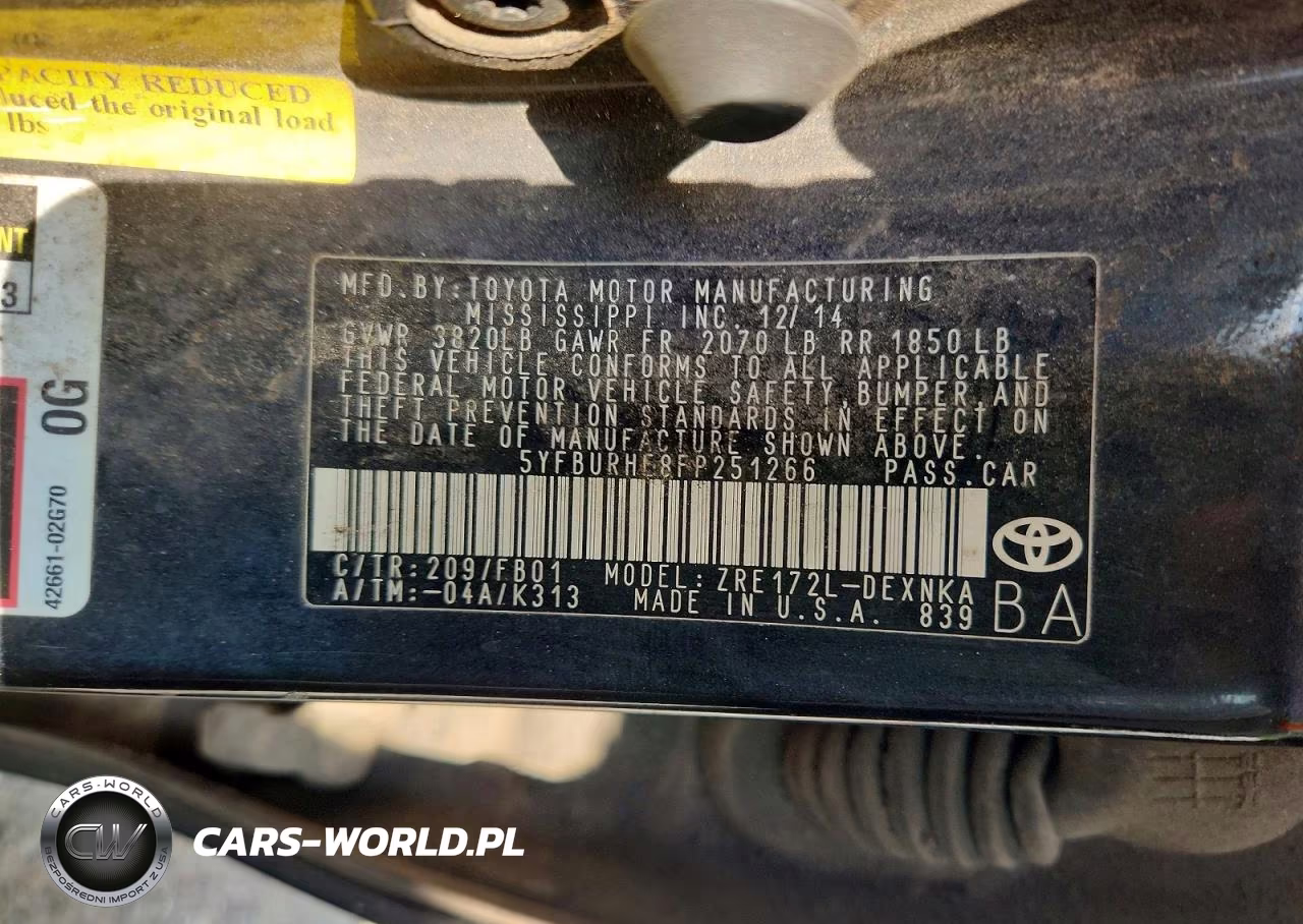 2015 Toyota Corolla Le Plus VIN:5YFBURHE8FP251266 - 12