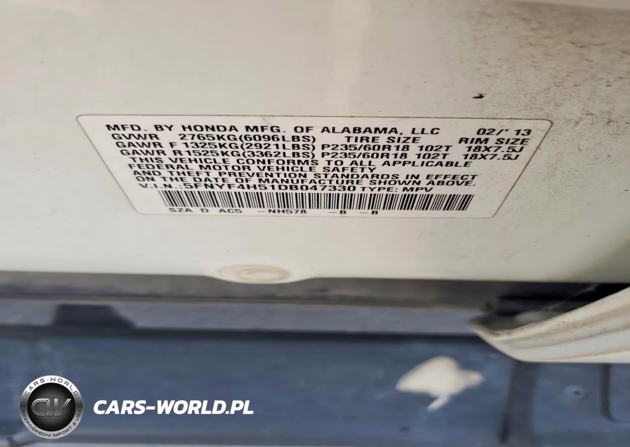 2013 Honda Pilot Exl VIN:5FNYF4H51DB047330 - 13