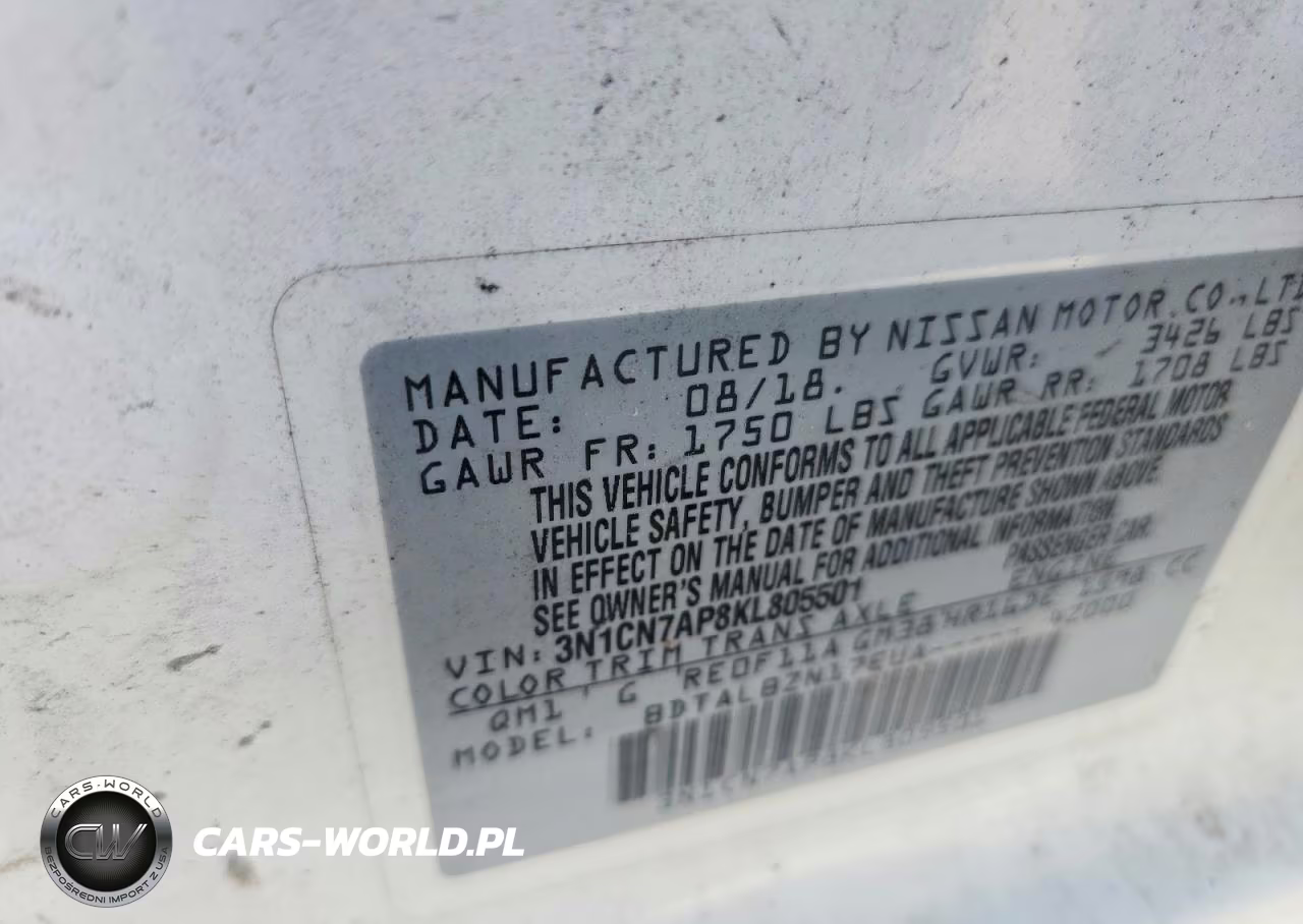 2019 Nissan Versa Sv VIN:3N1CN7AP8KL805501 - 12