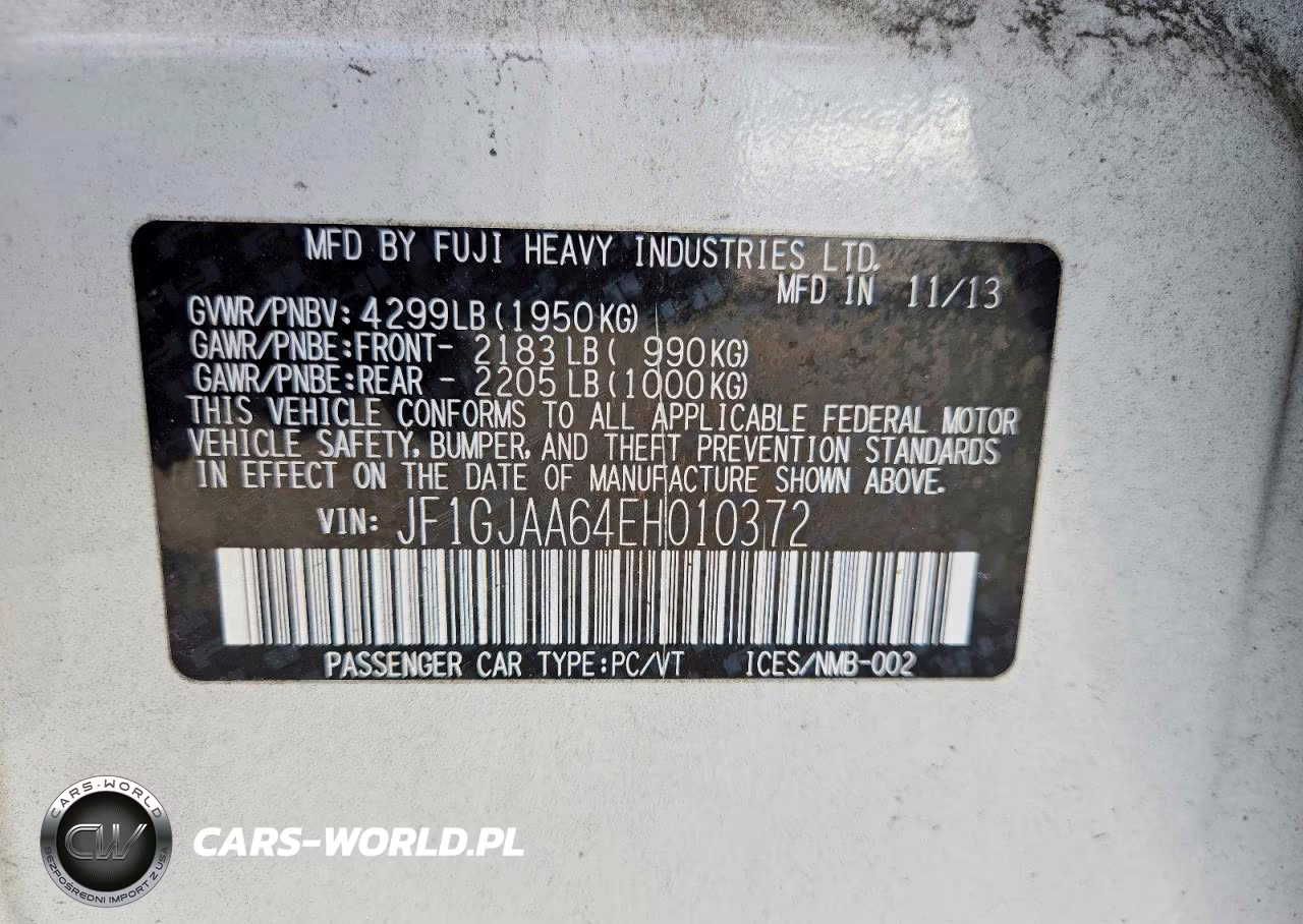 2014 Subaru Impreza VIN:JF1GJAA64EH010372 - 13