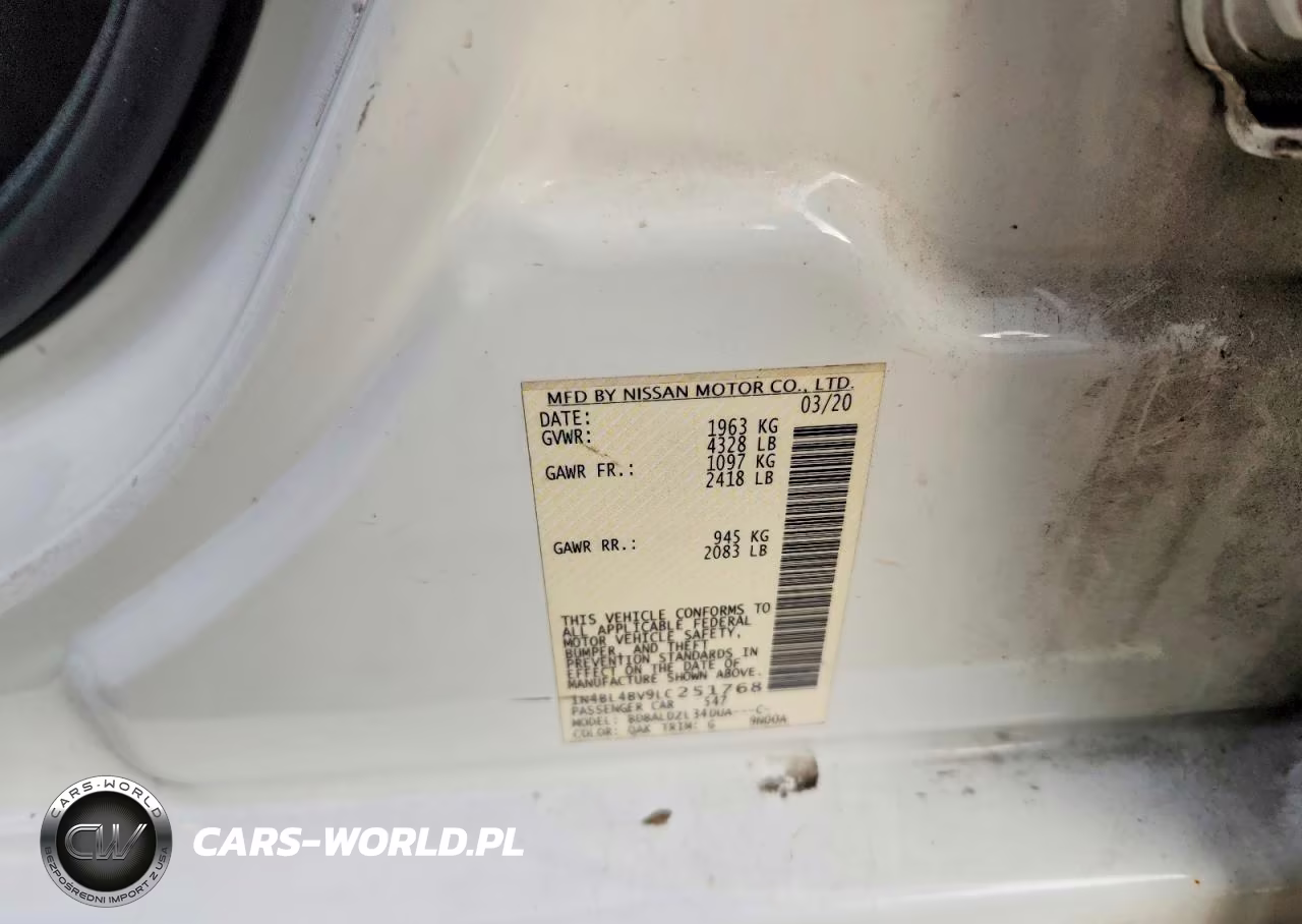 2020 Nissan Altima S VIN:1N4BL4BV9LC251768 - 13