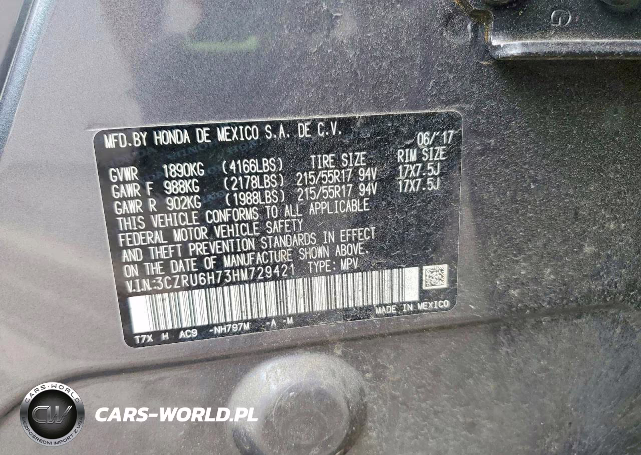 2017 Honda Hr-V Exl VIN:3CZRU6H73HM729421 - 14