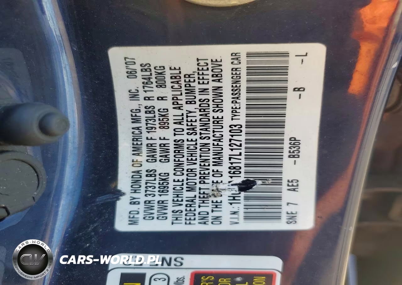2007 Honda Civic Ex VIN:1HGFA16817L127103 - 13